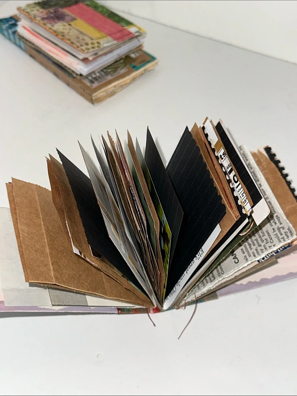 Set of 4 Handmade Mini Junk Journals— Green, Blue & Teal Accents